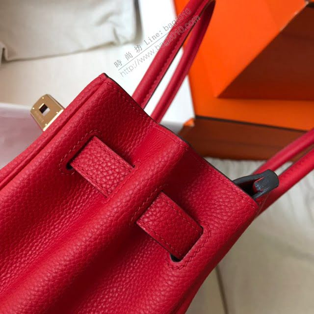 Hermes女包 愛馬仕Birkin Hermes鉑金包 togo小牛皮 大紅 金銀扣 Hermes手提女包  am1827